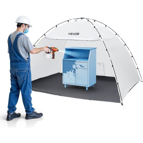 Cabine de Peinture Portable de 293x230x188 cm, Tente de Pulvérisation avec Plancher Intégré et Écran en Maille, en Oxford, pour Peinture des Meubles, Placards, Chaises et Tables, Bricolage (1/5)