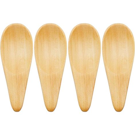 petites cuillères en bois, mini-salier en verre 7×2,5 cm, manche court, fait main, herbes, bois (1/5)