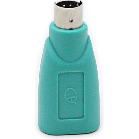 PS/2 male to USB female adapter, round PS/2 connector, purple keyboard/green mouse converter. (1/4)
