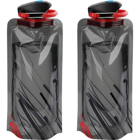 Trinkflasche faltbar wiederverwendbar 2 Stück (Schwarz) 2 Stück (1/5)
