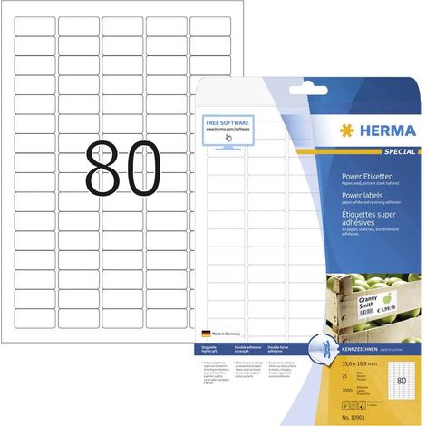 Herma 10901 Etiquette universelles 35.6 x 16.9 mm papier blanc 2000 pc(s) fixation permanente imprimante à jet d'encre, (1/4)