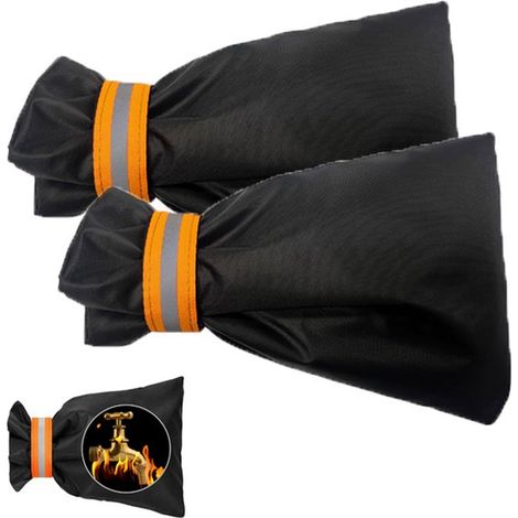 Fundas para grifos de exterior, 2 piezas, Tira reflectante, Reutilizable e impermeable, Funda para grifo, Impermeable y anticongelante, Negra
