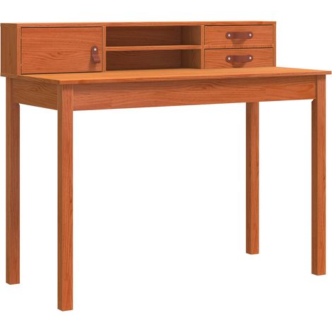 Desk with Drawer Wax Brown 110 x 50 x 93 cm Soild Pine Wood vidaXL