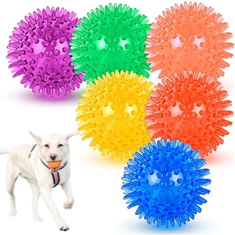 Set de 3 boules hurlantes pour chien, boules à mâcher pour chien, jouets flottants pour piscine, jouets à lancer pour chiot（9cm) (1/5)