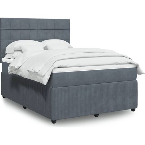 Boxspringbett mit Matratze Dunkelgrau 160x200 cm Samt
