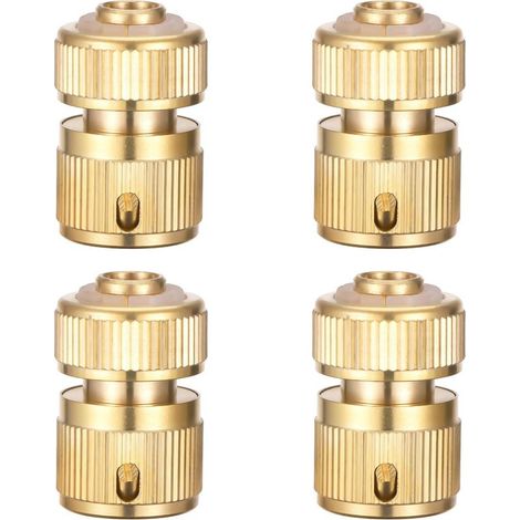Lot de 4 Raccords de Tuyau 1/2" en Laiton, Adaptateur pour Tuyau d’arrosage, Raccord Rapide en Laiton, Connecteur de Tuyau pour Relier les Tuyaux et les équipements de Jardin (1/5)