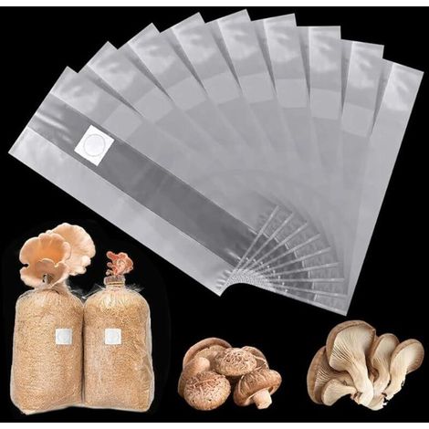 Sacs de Culture de Champignons, 20 Pièces Sacs de Culture Mushroom Spawn Microporeux et Respirant Grande Sac de Culture pour Champignons pour Champignons, Grains 32x50 cm (1/5)