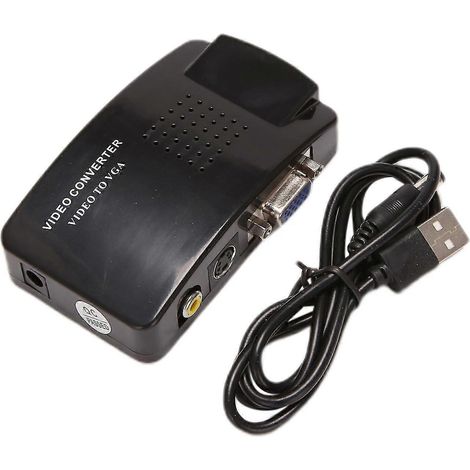 Adaptateur AV vers VGA 2024, convertisseur RCA/VGA pour PC, entrée composite S-Vidéo AV vers sortie VGA LCD pour PC (1/5)