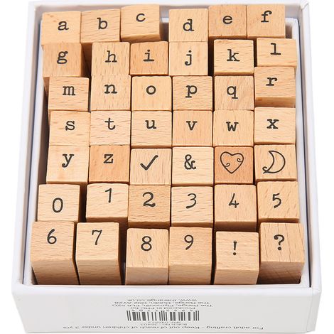 Kit de 42 tampons en bois avec lettres, chiffres et motifs pour scrapbooking, albums photos et création de cartes (1/5)