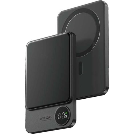 Banco de energía V-TAC de 5000 mAh con pantalla magnética ultradelgada MagSafe y carga inalámbrica