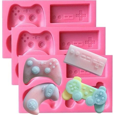 Moules en SiliCône 3D Jeux Vidéo Contrôleur Fondant Mould pour Décorer des Gateaux Outils de Patisserie DIY Bonbons Muffin Gelée Chocolat Moules 3 pièces (1/3)