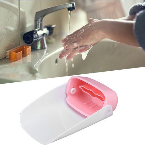 Tragbarer Silikon-Wasserhahn-Verlängerungsadapter für Waschbecken, Adapter zum Händewaschen für Babys und Kinder (Rosa, 45 g) (1/5)