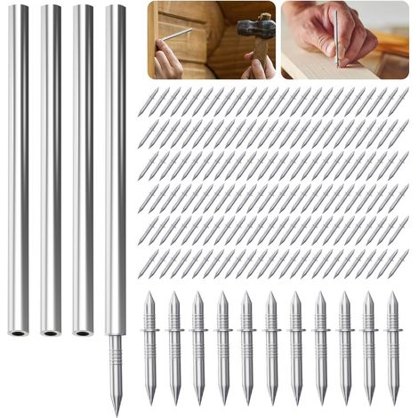 400 Pcs Clou double pointe pour plinthe bois, Clous double pointe, Clous de Plinthe sans trace, Vis sans tete invisibles pour têtes de lit et meubles en bois, avec 4 chevilles (1/5)