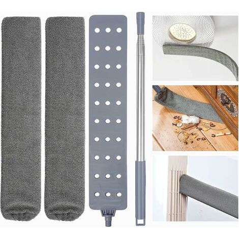 Plumeau Télescopique, Brosse à poussière de Chevet avec Poignée en Acier Inoxydable, Lavable Flexible Brosse à Poussière (1/5)