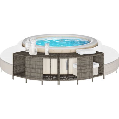 Outdoor-Regale für Whirlpool 2 Stk. Grau Poly Rattan (1/5)