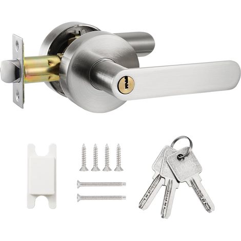 Manilla de puerta con palanca, cerradura de manilla de puerta con palanca, cerradura de puerta de entrada con llave, manilla de puerta interior con cerradura y llave para baño, dormitorio, oficina (pl (1/5)