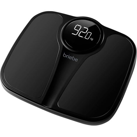 Briebe SC1124B Báscula de Baño Digital, Alta Precisión 180Kg, Pantalla LED Apagado Automático, Antideslizante  Negro
