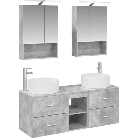 Ensemble de mobilier de salle de bain 5 pcs Gris béton vidaXL (1/5)