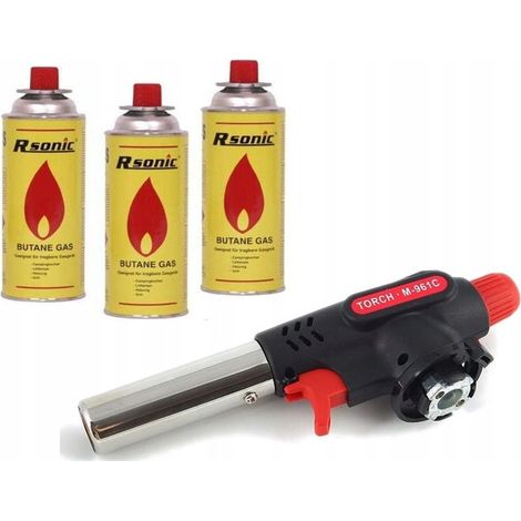 QUEMADOR DE GAS MANUAL DE 360° LÁMPARA TURBO 3X CILINDROS DE CERÁMICA
