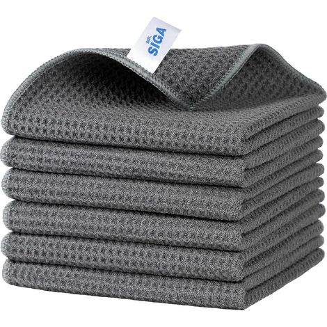 MR.SIGA Waffeltücher Mikrofasertuch, 6er Set Grau - Langlebig & saugfähig (1/5)