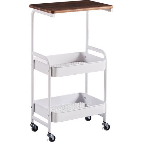 Carro de cocina, mueble móvil, almacenaje cocina baño con ruedas - blanco