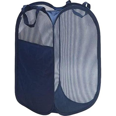 Panier À Linge Pliable - Maille Aérée - Poignées Intégrées - 36 x 36 x 58 cm - Capacité 75 L - Bleu Marine