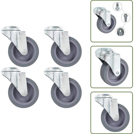 vidaXL 4 pcs Roulettes pivotantes à trou de boulon 75 mm (1/5)
