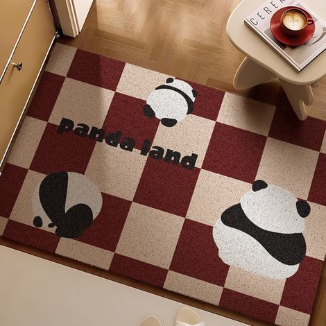 Ede Panda Tuan Tuan 4060cm Boucle de Soie Tapis d'entrée à motifs de dessins animés, tapis bouclé résistant aux taches et à l'usure, adapté à un usage domestique dans les entrées, découpable et antidé (1/5)