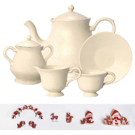 5-teiliges Mini-Teeservice für Puppenhäuser, naturgetreue Teekanne und Teetasse aus Metall, Miniatur-Teeservice-Modelle für-Yellow (1/5)