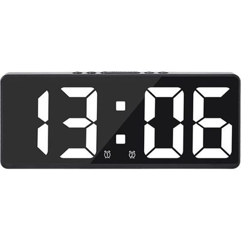 Ynkkvre – Digitaler Wecker – Großes Display mit Anzeige von Uhrzeit, Datum und Temperatur – USB- und Batteriebetrieb, Wecker mit Schlummerfunktion, Sprachsteuerung (1/5)