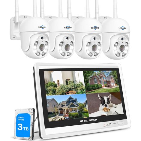 Système Vidéosurveillance WiFi 5MP NVR 10 Voies avec Écran 12" Disque Dur 3To Kit Caméras PTZ Motorisées Vision Nocturne Couleur Détection Mouvement Audio Bidirectionnel (1/5)