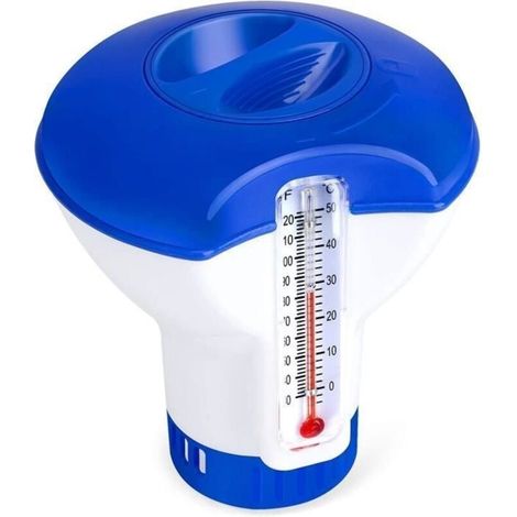 Diffuseur Flottant Piscine - Distributeur de Chlore Flottant avec Thermomètre - Convient pour Piscines et Spas