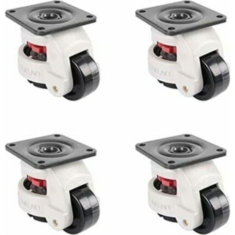 4 pièces Roulettes pivotantes, roulettes de nivellement rétractables machine industrielle GD-60F roulettes en nylon robustes