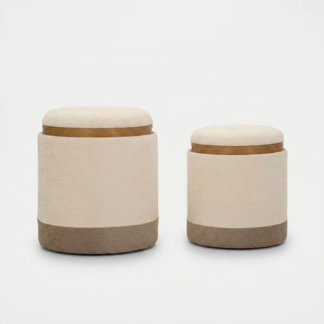 2er-Set Sitzhocker mit Stauraum und Tablett für das Wohnzimmer Ankara Nested Elegance (1/5)