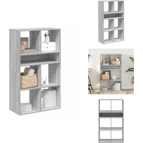 Bücherregal Grau Sonoma 66x31x112 cm Holzwerkstoff - Bücherschrank - Bücherschränke - Lagerschrank - Bücherregal (1/5)