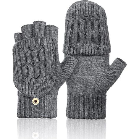 Weiche, wandelbare Winterhandschuhe aus Wolle für Damen und Herren, fingerlos, warm und praktisch