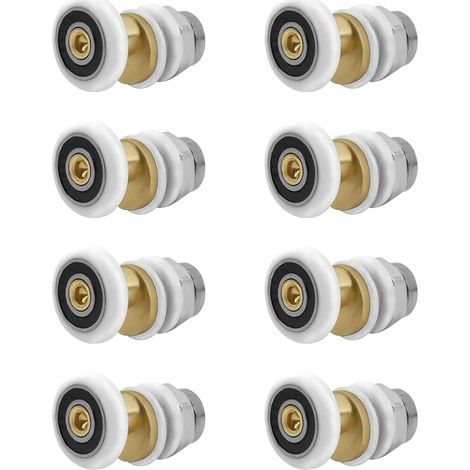 Ruedas para puertas correderas de ducha, 8 piezas, piezas de fijación para puertas de cristal de baño, 20 mm (1/5)