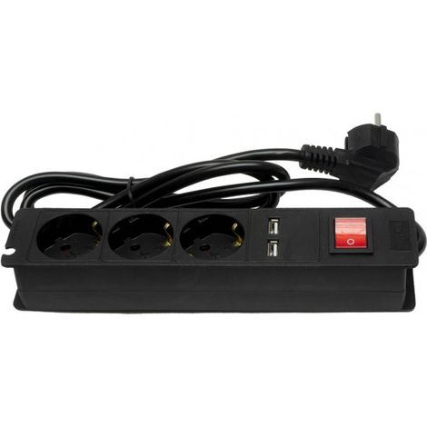 Base multipla 3 enc+2 usb e interruttore 3500w cavo 1,5m 3gx1,5mm de rame