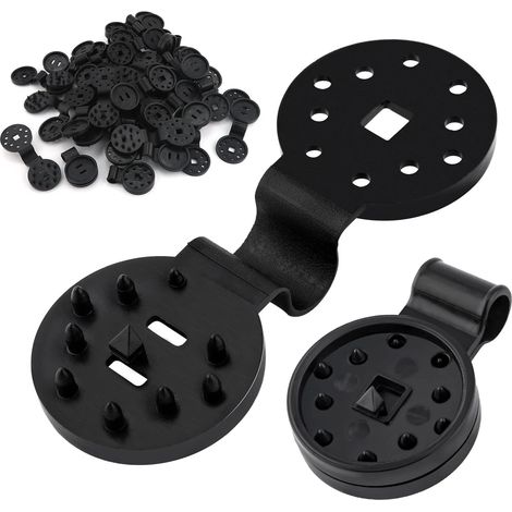 Clips pour toile d'ombrage - Lot de 10 - Clips pour bâche - Fixations pour auvent extérieur - Ronds - Trou carré - Noirs - Plastique - 10,6 x 3,8 cm - Pour Co (1/5)