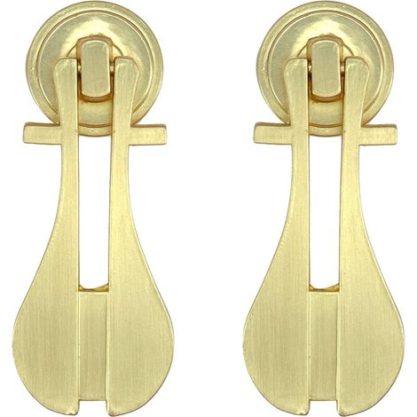 2 Stück dekorativer goldener Laute-Form-Knauf, gebürstet, goldfarben, Schubladenknöpfe, Türgriff, Schrank, Schublade, Kommode, Einlochknöpfe, Griffe für Küche, Badezimmer, Schranktür (1/5)
