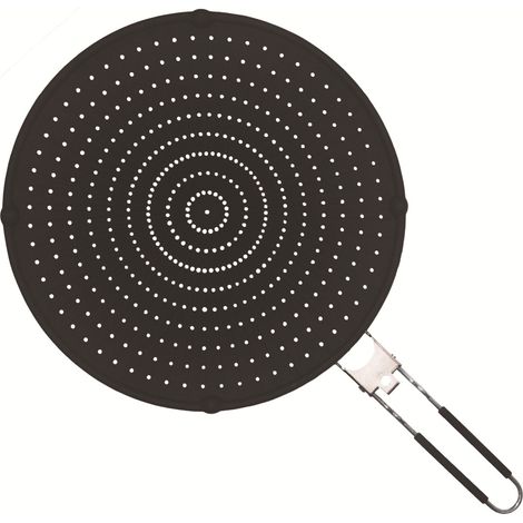Tapa antisalpicaduras de silicona, 32 cm, tapa antisalpicaduras para sartenes, protector antisalpicaduras con asa plegable, protector antisalpicaduras universal para freír, negra
