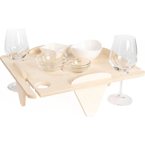 Lupia - Vassoio PORTA SPRITZ DA TAVOLO 37,5x37,5 Altezza 12 cm Porta calici tagliere per Aperitivo con piedi d'appoggio in legno di betulla (1/4)
