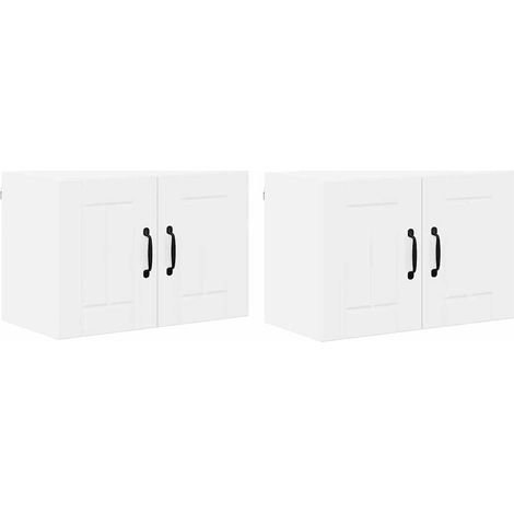 Meubles de Rangement,Armoires murales de cuisine avec étagère 2 pcs Blanc brillant CFW473839 (1/5)