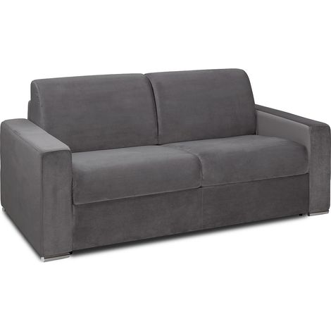 Divano letto 4 posti a ribalta Posto letto 160 cm Materasso 14 cm in Velluto Antracite - CALITO