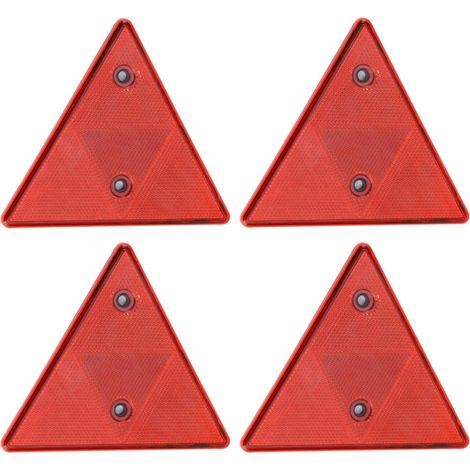 4 Pieces Red Triangle Reflectors, Red Trailer Triangle Reflectors, Triangular Screw-On, for Caravan Gate Posts Tractor Truck Boat Walls, No Screws Included, 15cm (1/5)