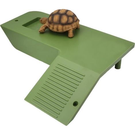 SENZEAL Terrasse avec Rampe Escalier Tortue Marine pour Réservoir de Tortue Plateforme Paysager, Vert (1/4)