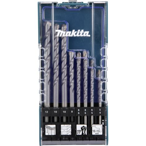 Makita – Lot de 12 forets béton pour perceuse – Dimensions 4x70mm à 12x150mm – Emmanchement cylindrique – Pour béton armé et maçonnerie - D-77126 (1/2)