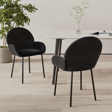 vidaXL Sillas de comedor 2 unidades terciopelo negro (1/5)