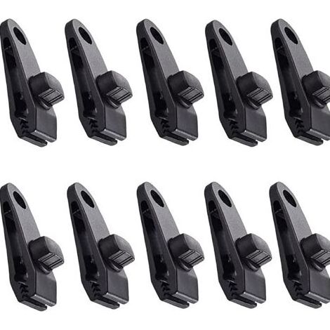 Aiperq Clips Bâche 10 Pèces Tente Clips Auvents Pince Clip Auvents pour Camping Canopy Clamp Clips de Bâche Auvents pour Activités De Plein Air Noir (1/4)
