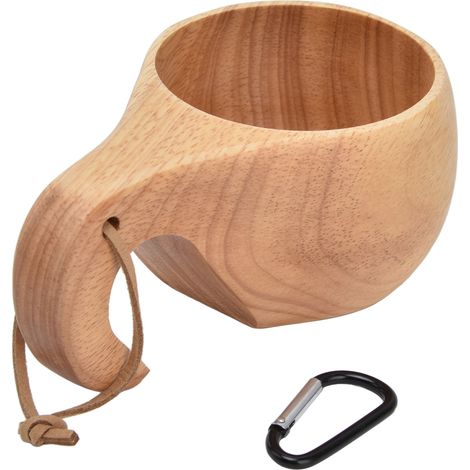Tasse à café en bois avec anse pour le lait (1/5)